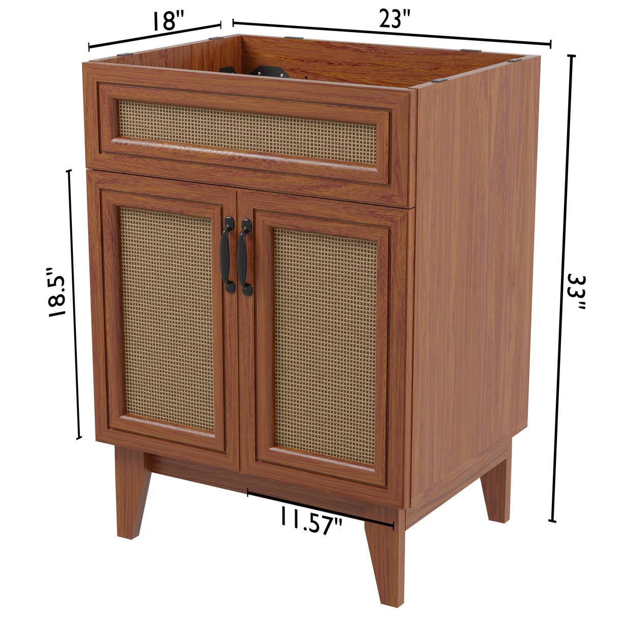Javer Rattan Modern Farmhouse 2-Shelf Bath Vanity Cabinet Only