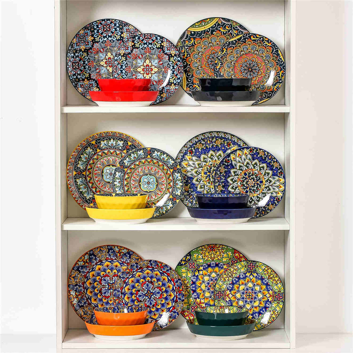 Simi 24 Piece Dinnerware Set with Bohemian Patterns