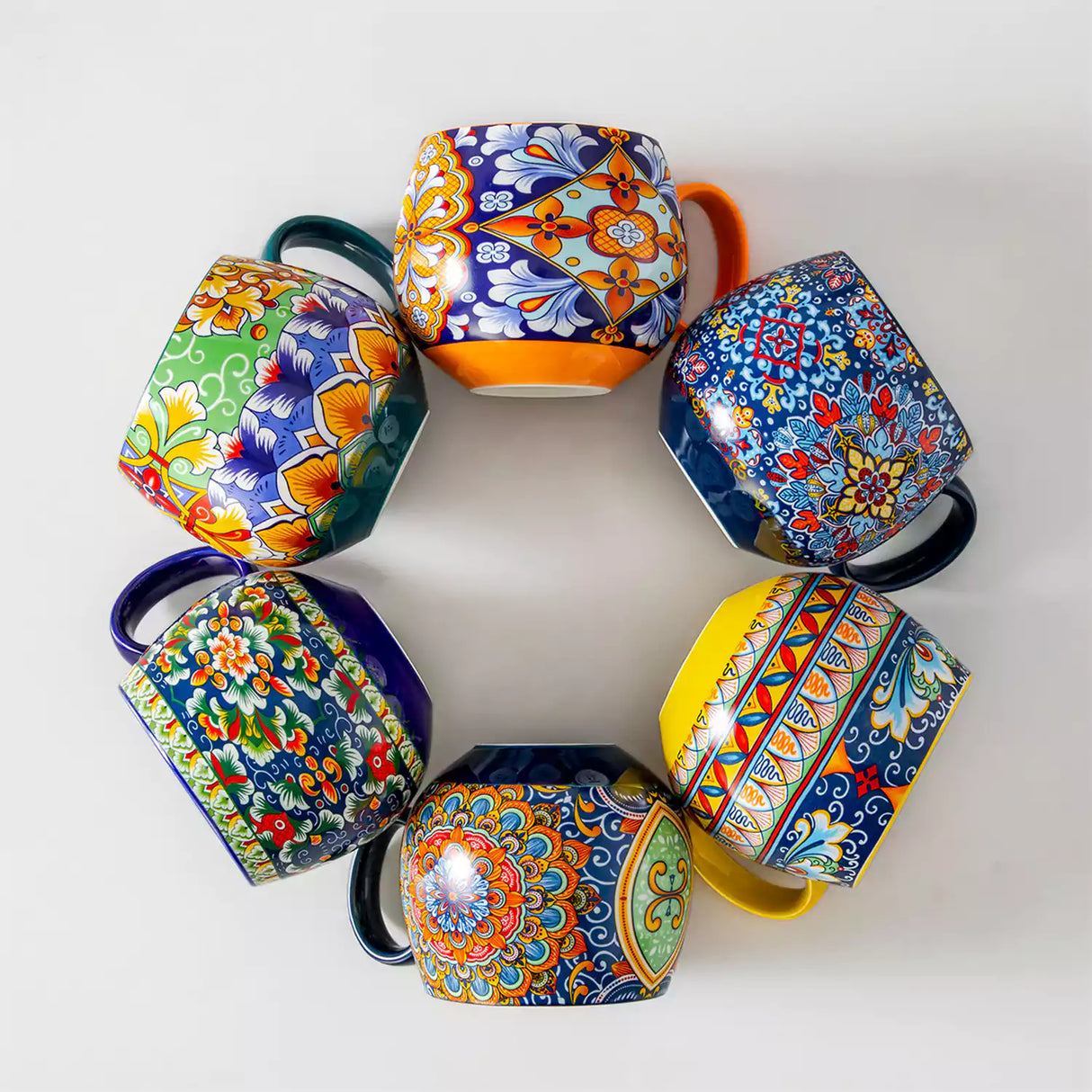 Simi Deep Round Porcelain Mugs Set of 6 15 oz