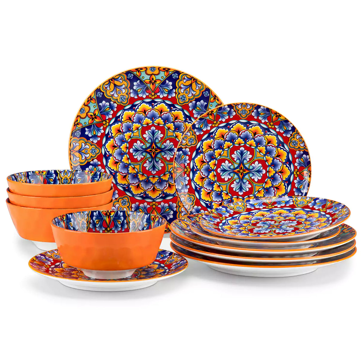 Simi 12 Piece Dinnerware Set with Front-Only Pattern