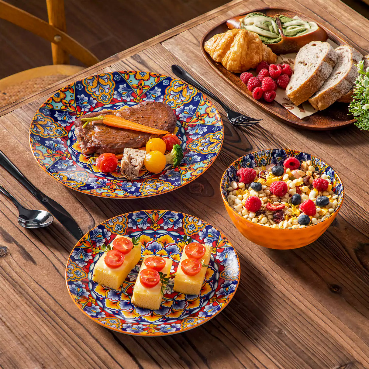 Simi 12 Piece Dinnerware Set with Front-Only Pattern