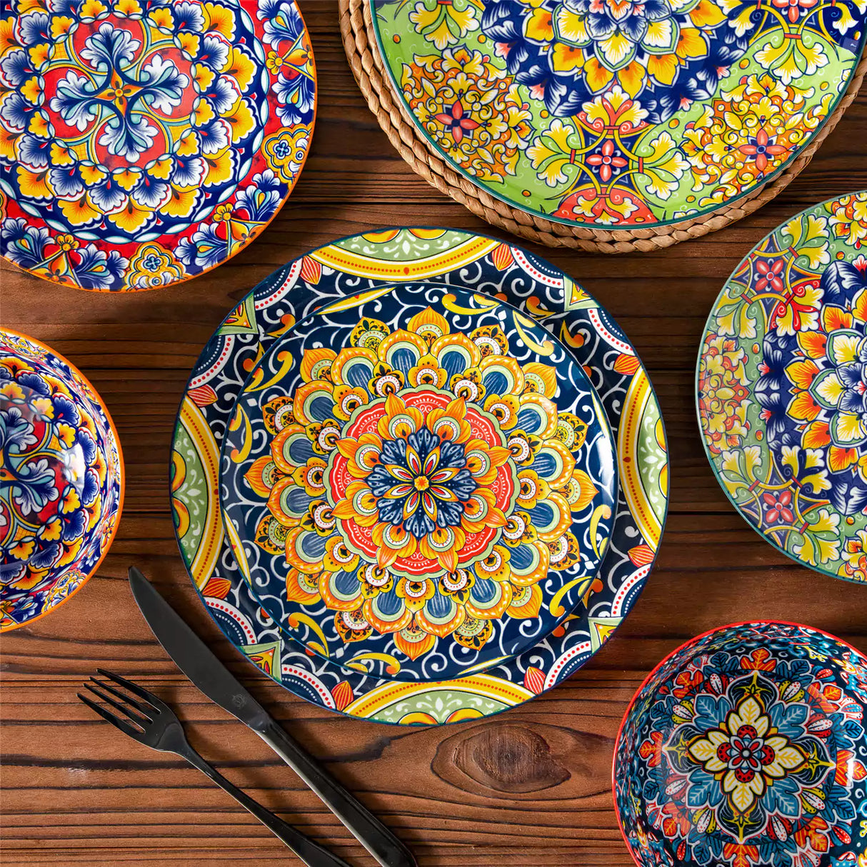 Simi 12 Piece Dinnerware Set with Front-Only Pattern