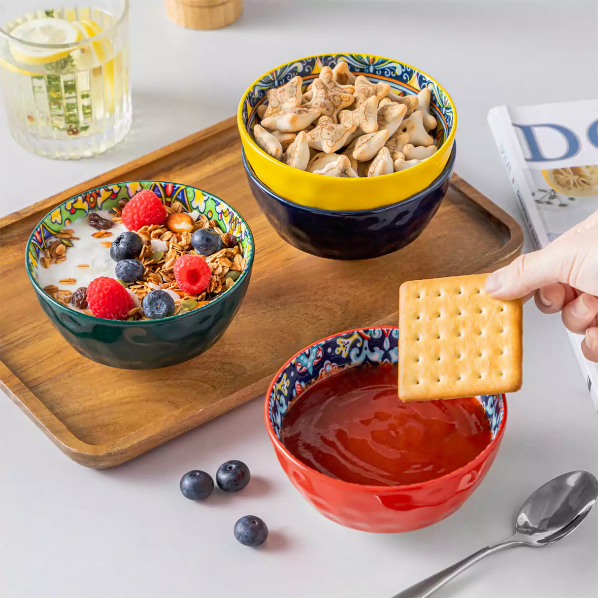 Simi Mini Cereal Bowls Set of 6 Porcelain Bohemian Design