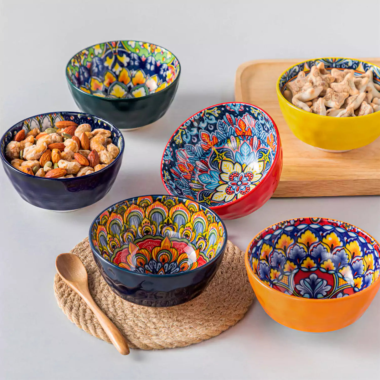 Simi Mini Cereal Bowls Set of 6 Porcelain Bohemian Design