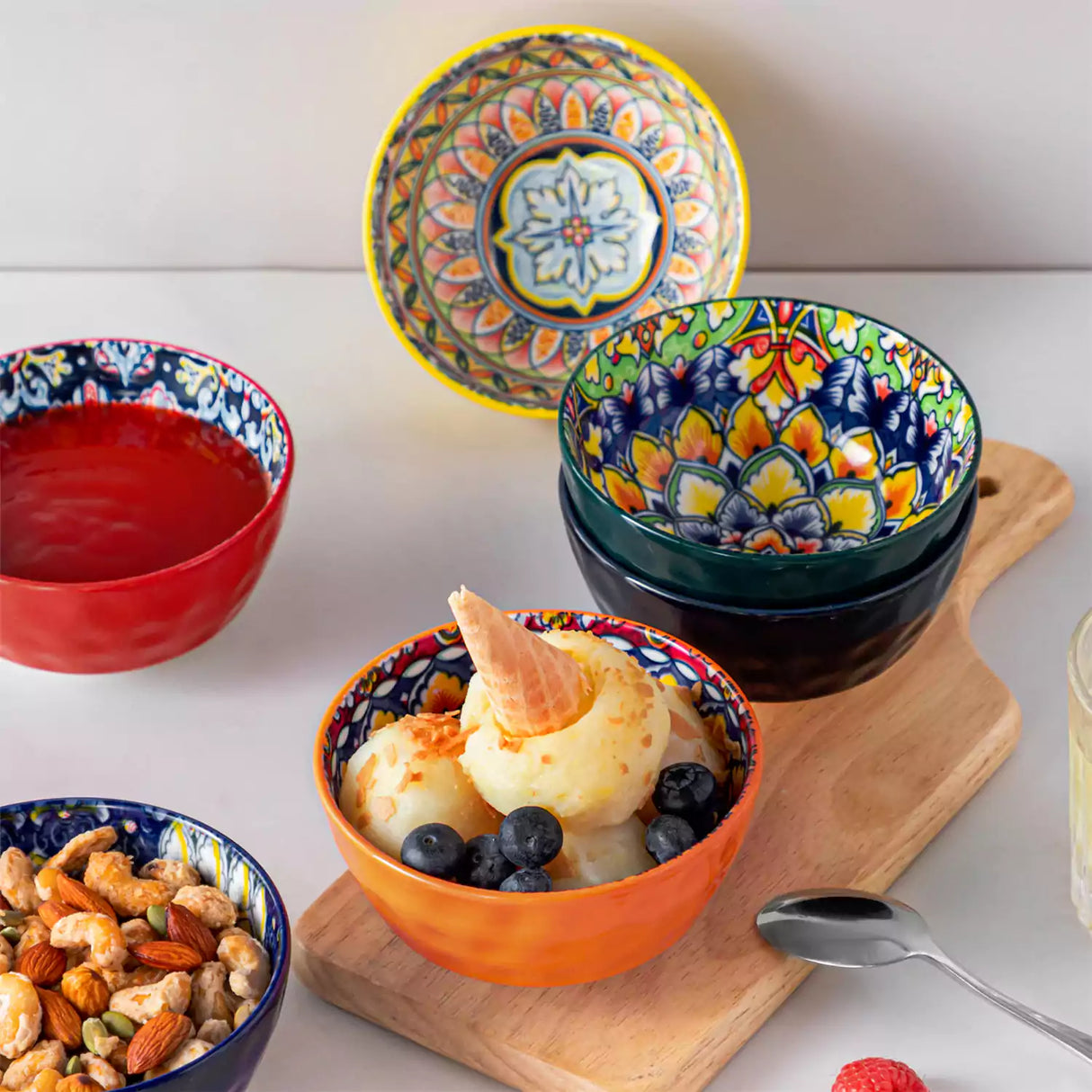 Simi Mini Cereal Bowls Set of 6 Porcelain Bohemian Design