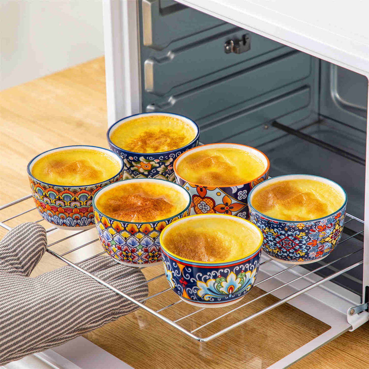 Simi Ramekin Bowls Set of 6 Porcelain with Floral Design