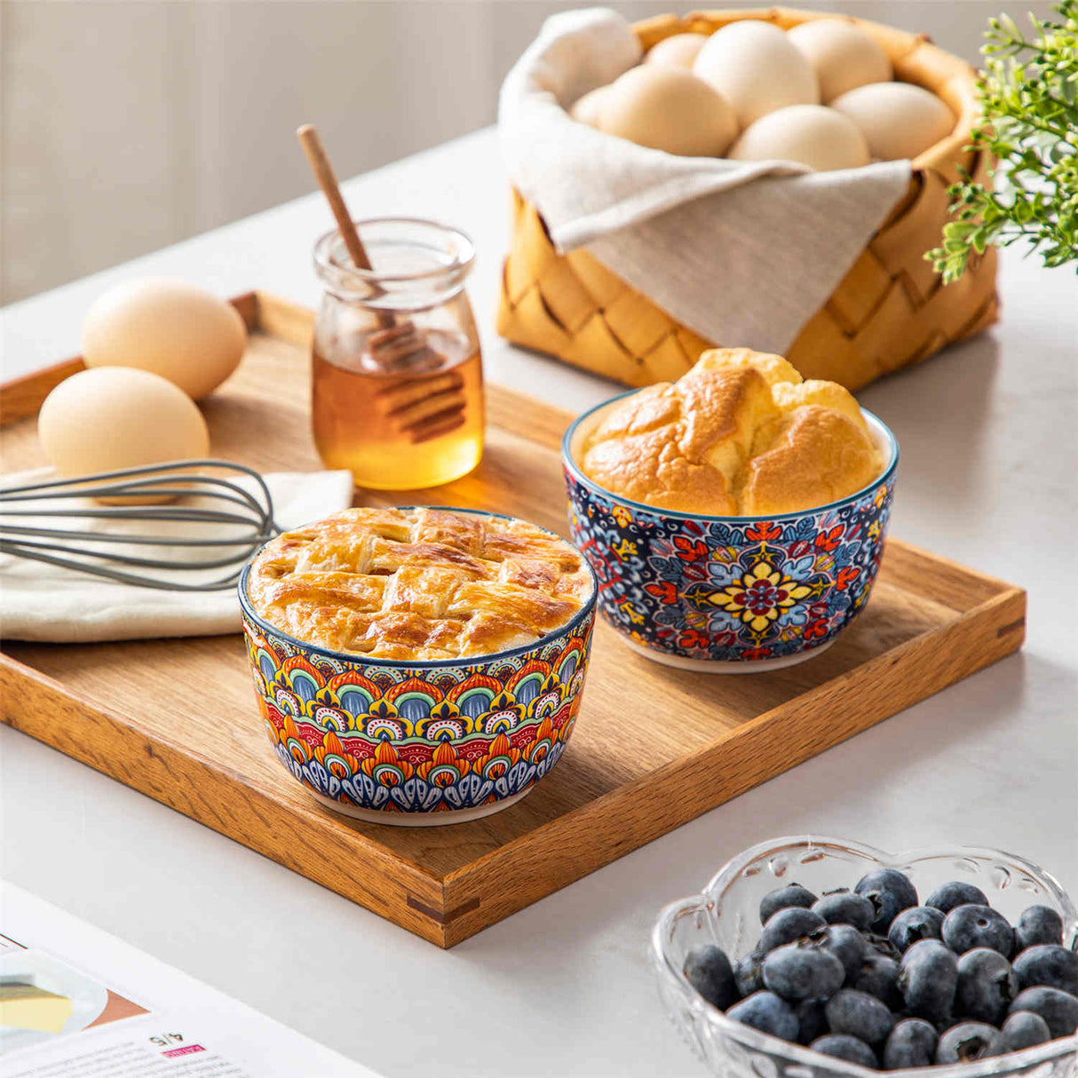 Simi Ramekin Bowls Set of 6 Porcelain with Floral Design