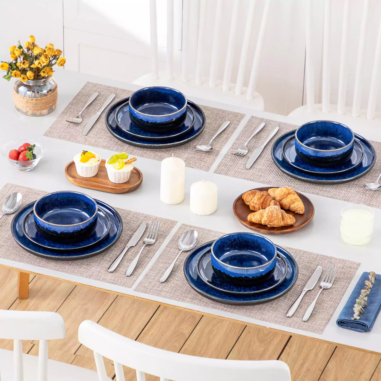 Starry Lipped-Edge 12 Piece Dinnerware Set