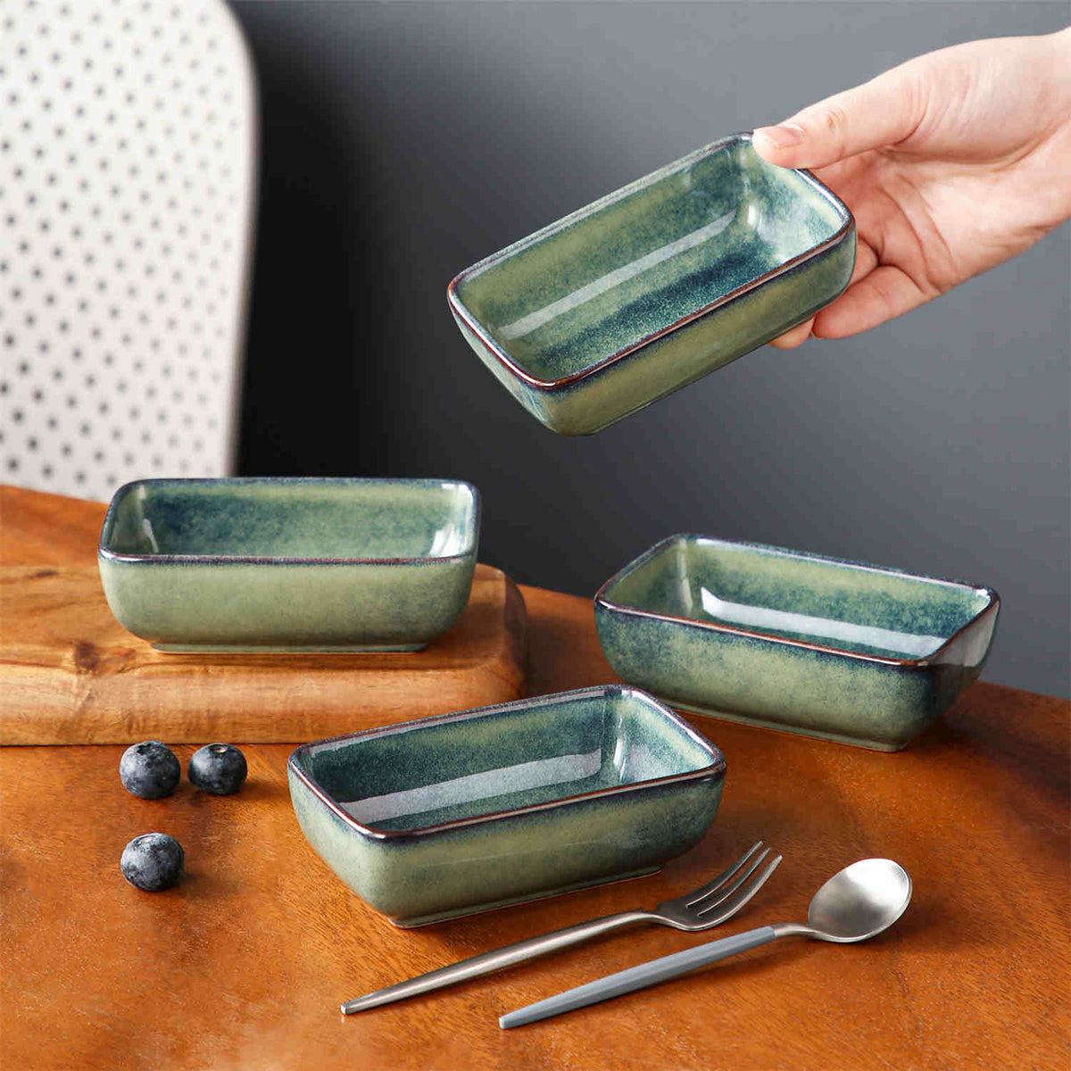 Stern Rectangular Dipping Bowls Set of 4