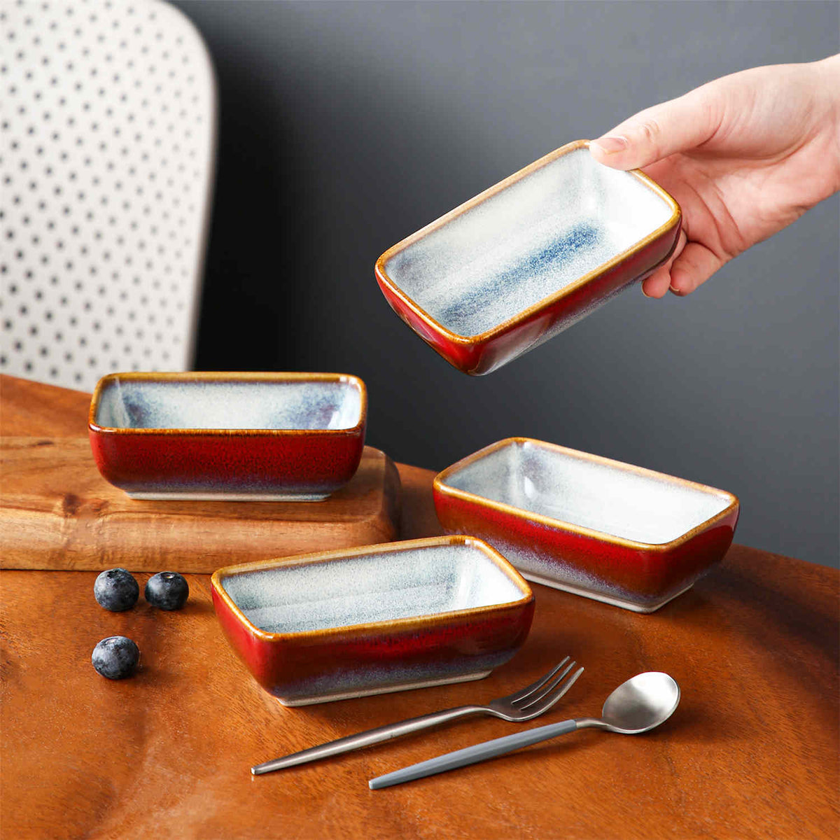 Stern Rectangular Dipping Bowls Set of 4