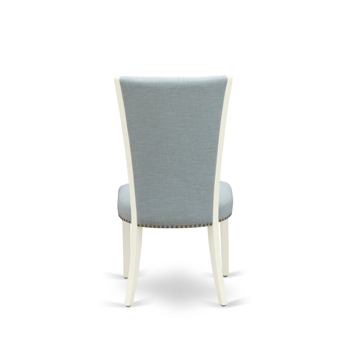 EAST WEST FURNITURE - CAVE5-LWH-15 - 5 Piece Dining Table Set - 4 Baby Blue Linen Fabric Dining Chairs with High Back and 1 Wooden Dining Table - linen white Finish