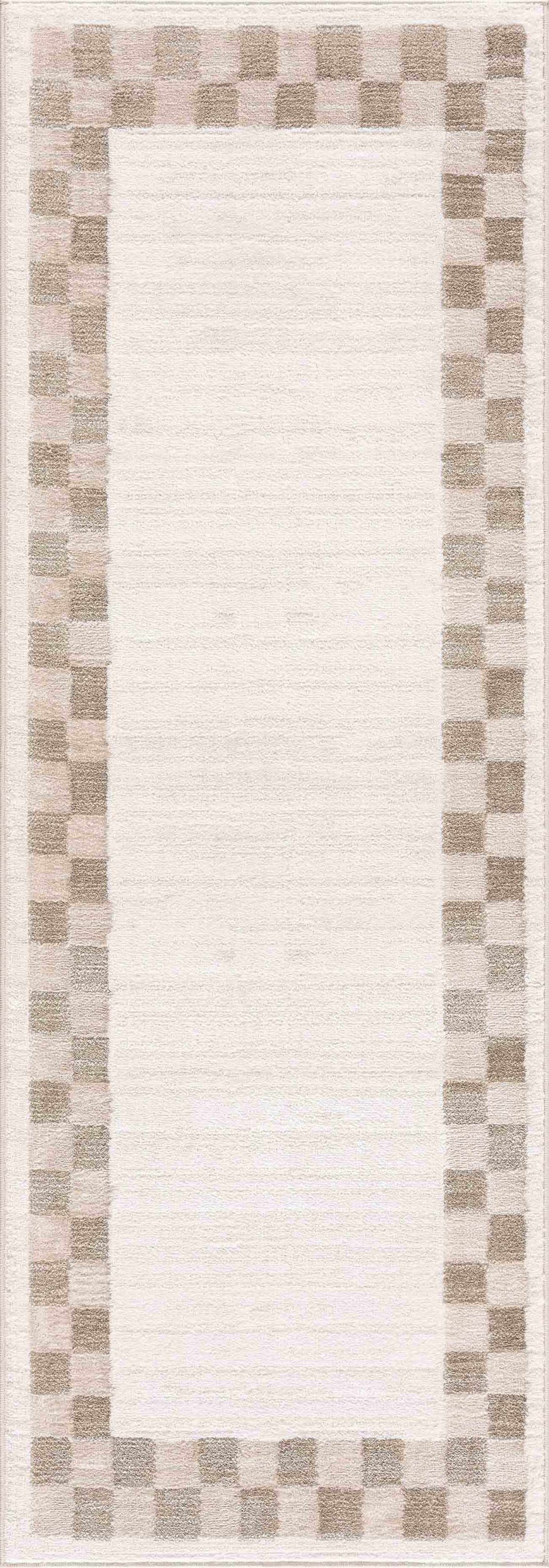 Azrika Beige Checkered Washable Rug - Promo