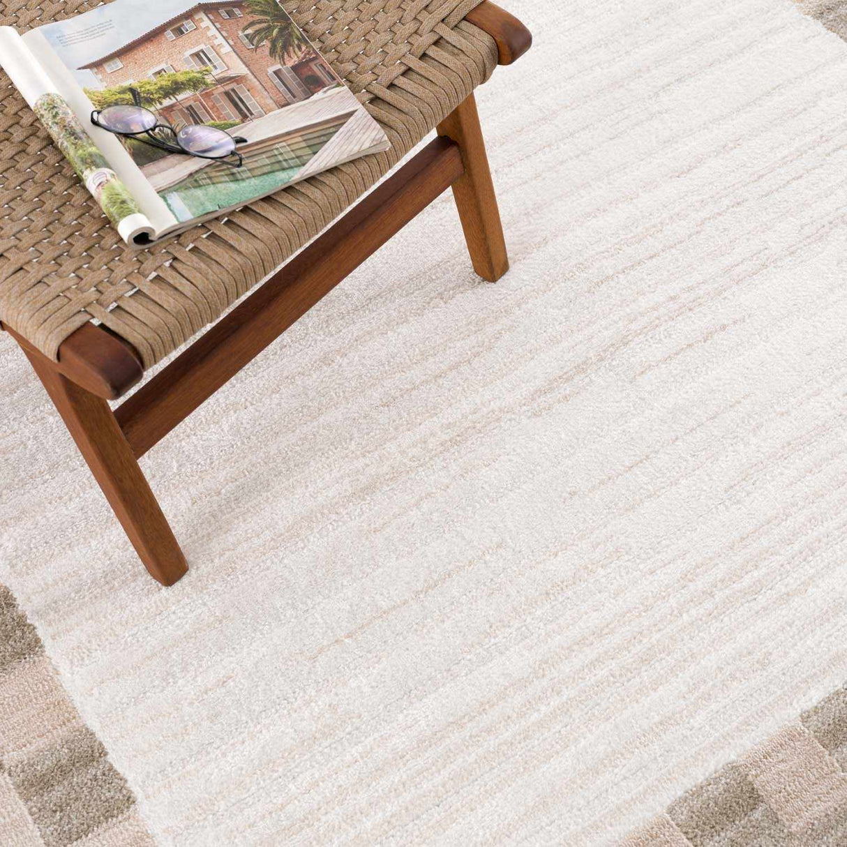 Azrika Beige Checkered Washable Rug - Promo