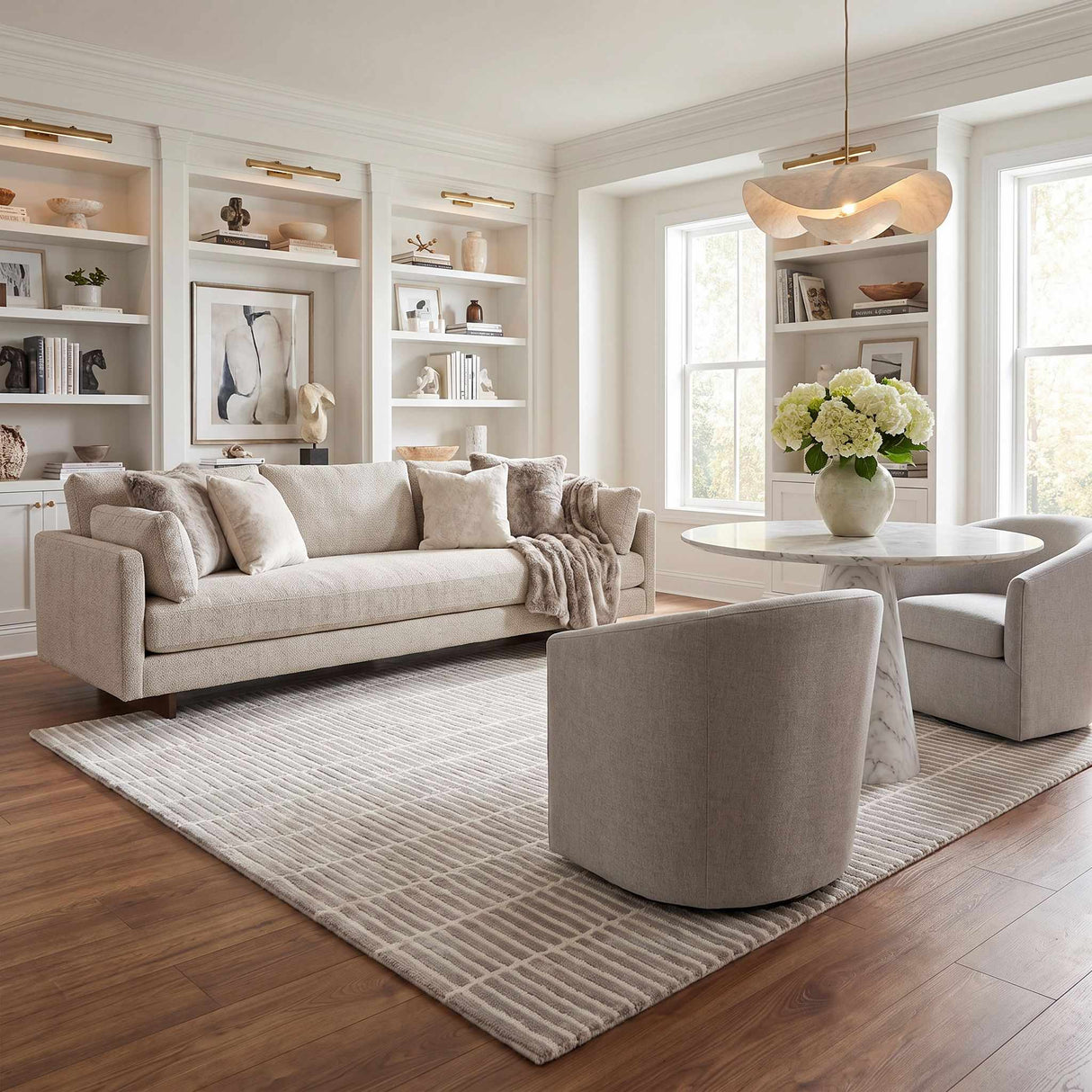 Finial Gray Wool Area Rug