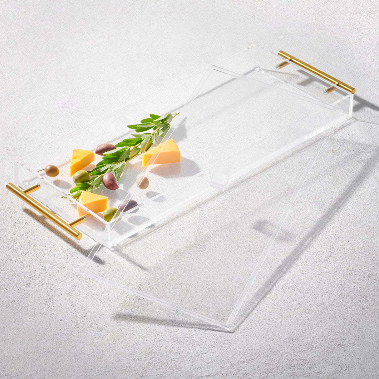 Grace, Acrylic Rectangle Tray and Cover Set, 7" x 17"