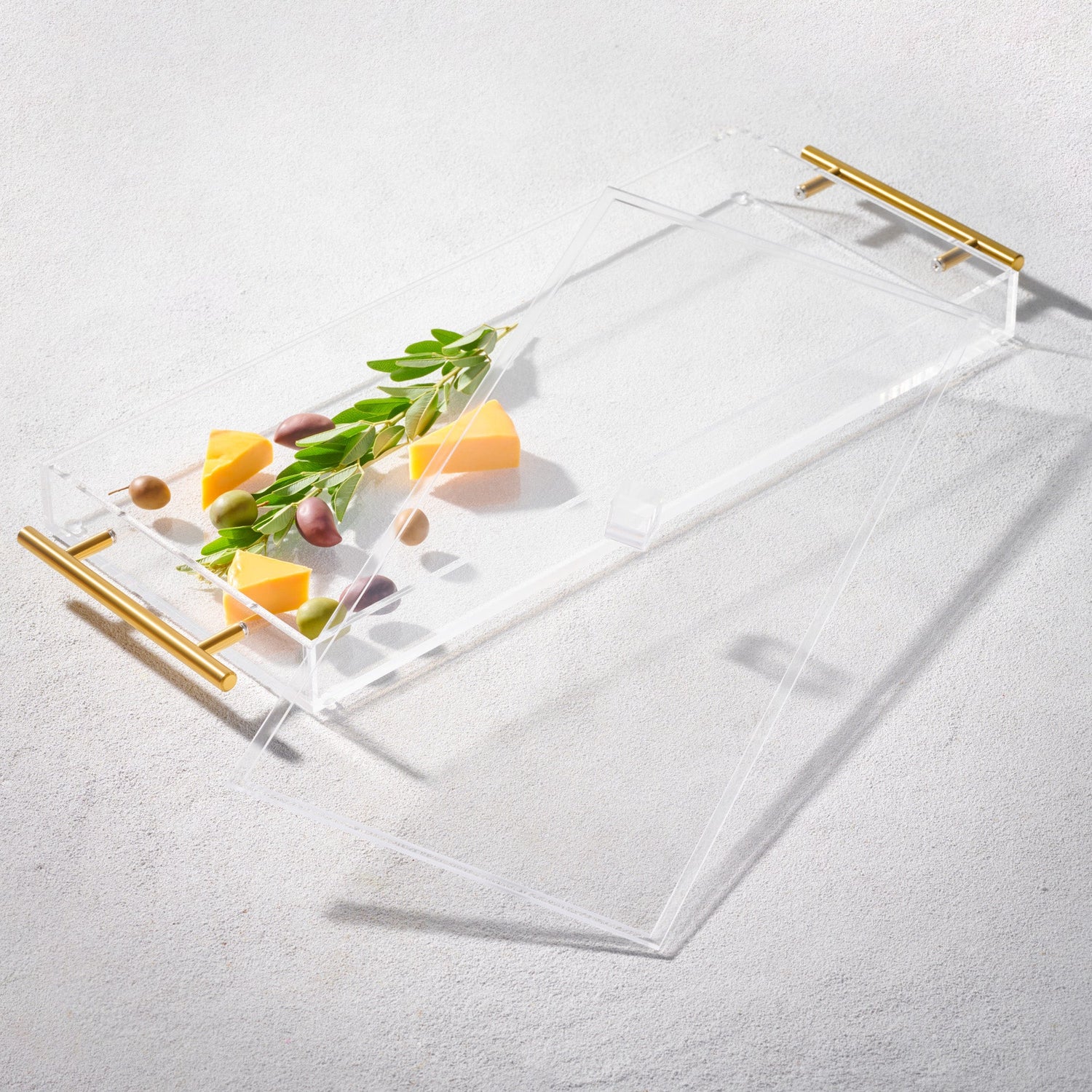 Grace, Acrylic Rectangle Tray and Cover Set, 7" x 17"