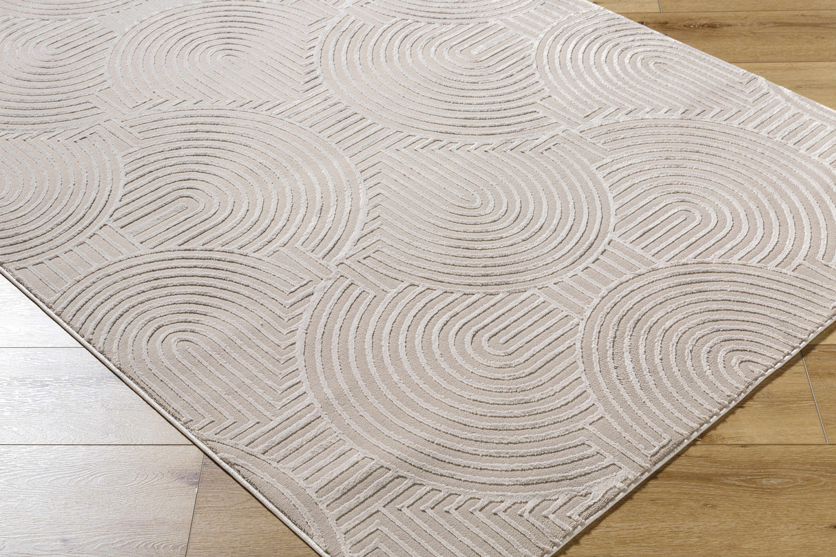 Aucoin Taupe 3D Rainbow Washable Area Rug