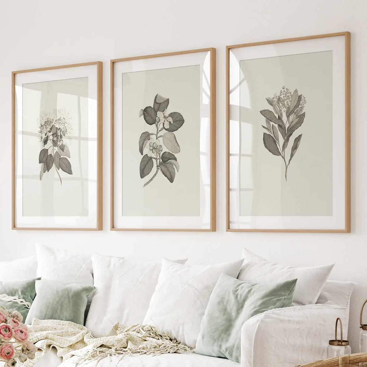 Antique Floral Prints 3 Piece Wall Art Decor