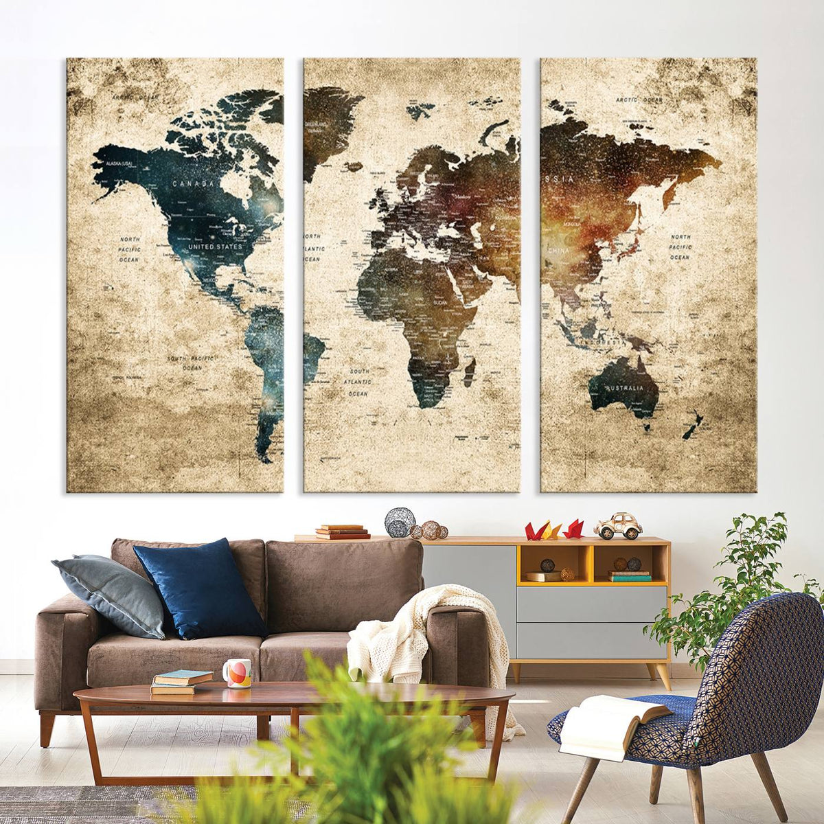 World Map Canvas Print – Detailed Map of the World Wall Art