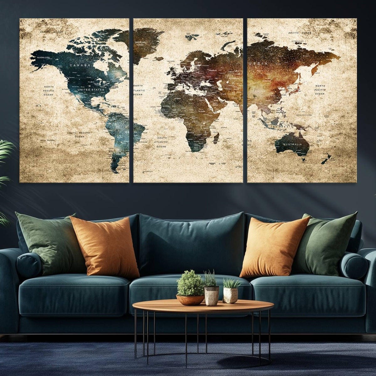 World Map Canvas Print – Detailed Map of the World Wall Art