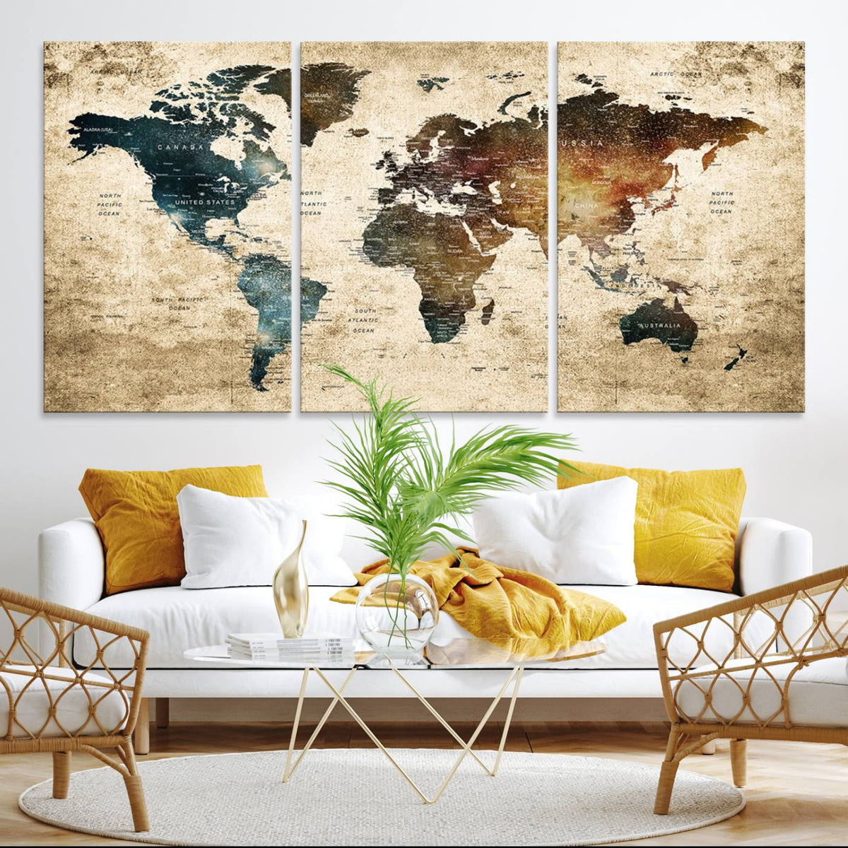 World Map Canvas Print – Detailed Map of the World Wall Art