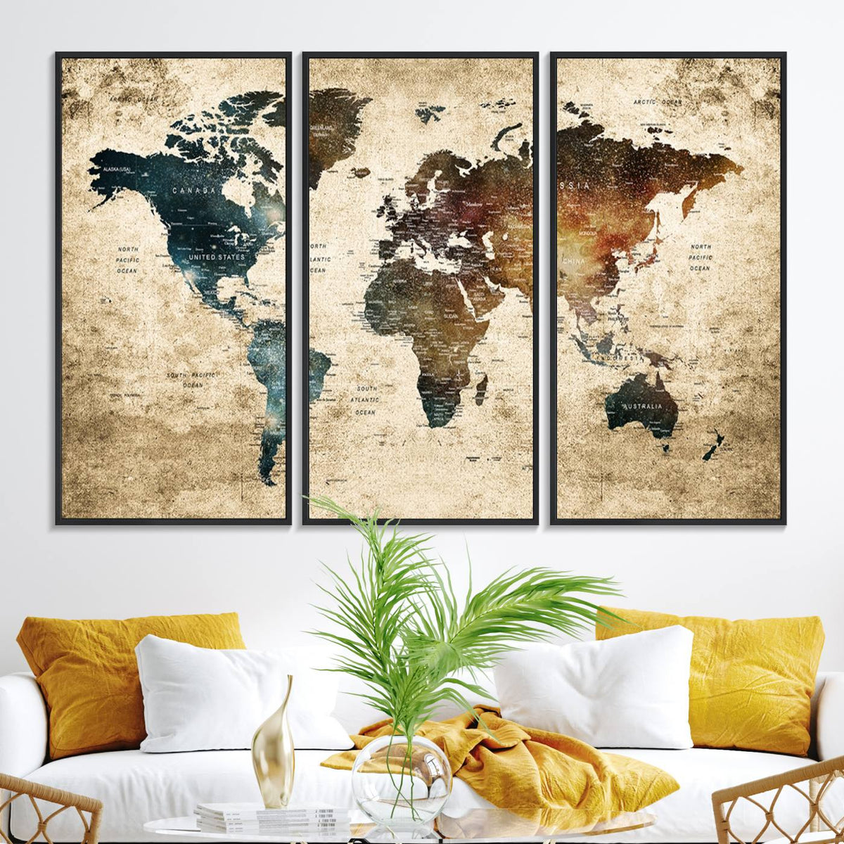 World Map Canvas Print – Detailed Map of the World Wall Art