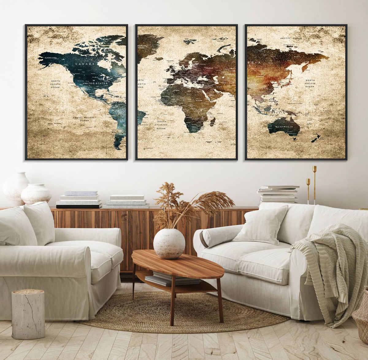 World Map Canvas Print – Detailed Map of the World Wall Art