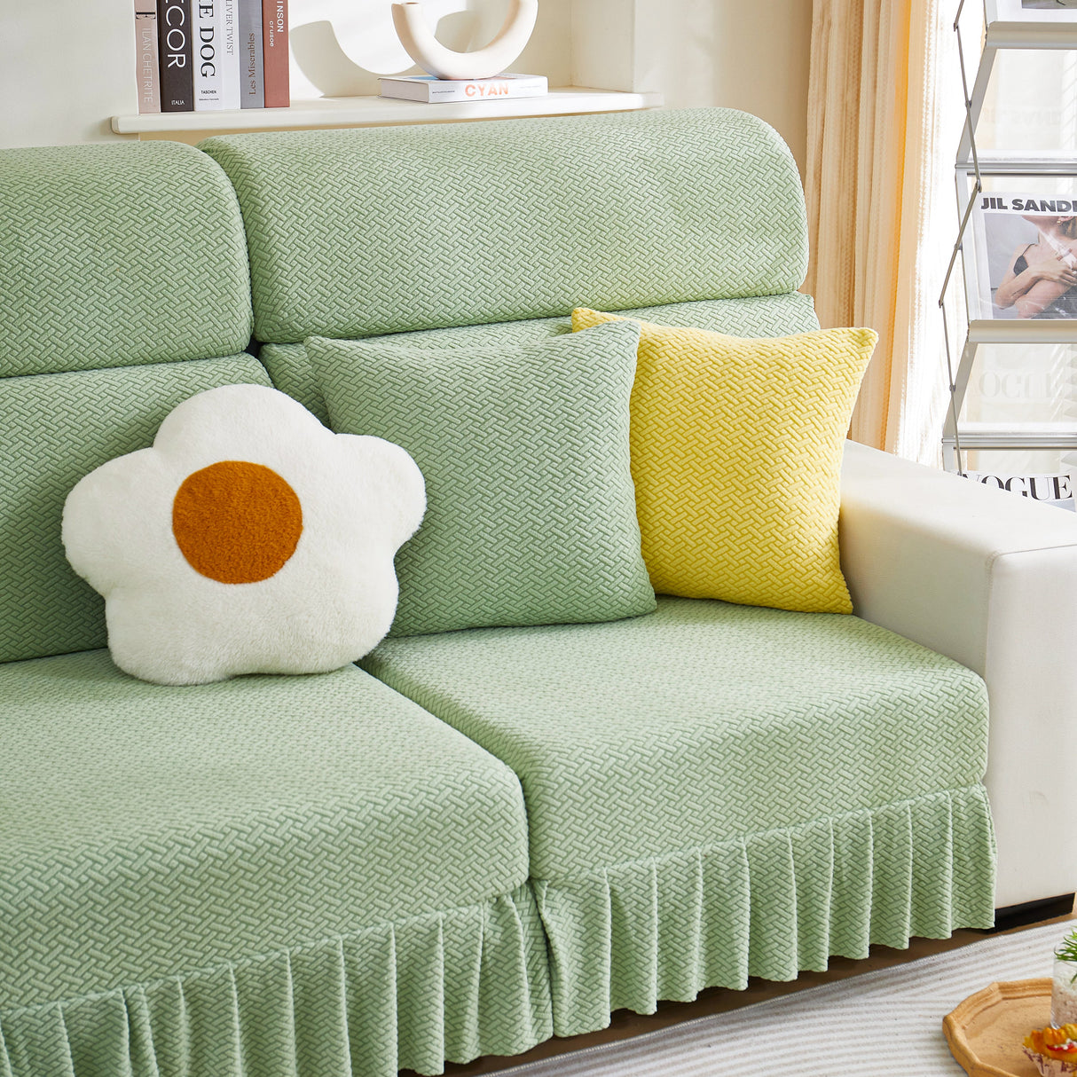 Tailored Sofa Cushion Covers Stretch Couch Seat Covers with Skirt for Sectional Sofas