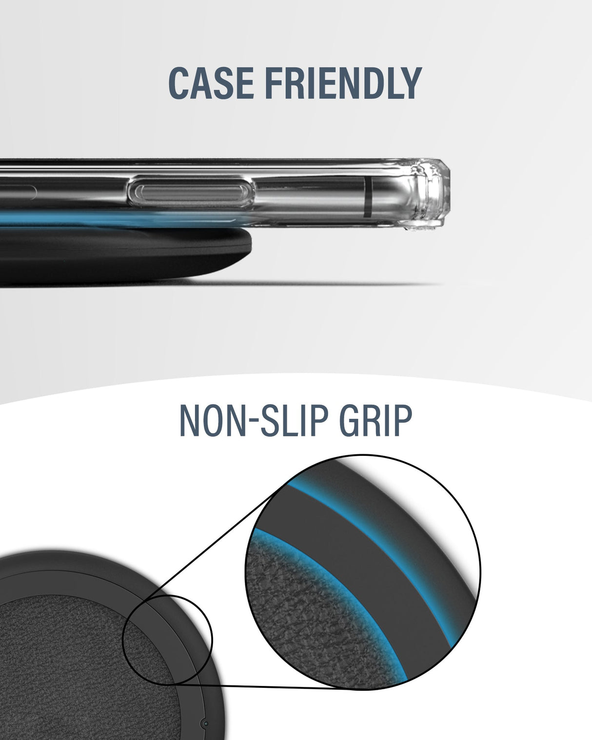 Wireless Charging Qi Pad with Wall Adapter (Fast Charging) Ultra Thin Charger for iPhone and Android Devices