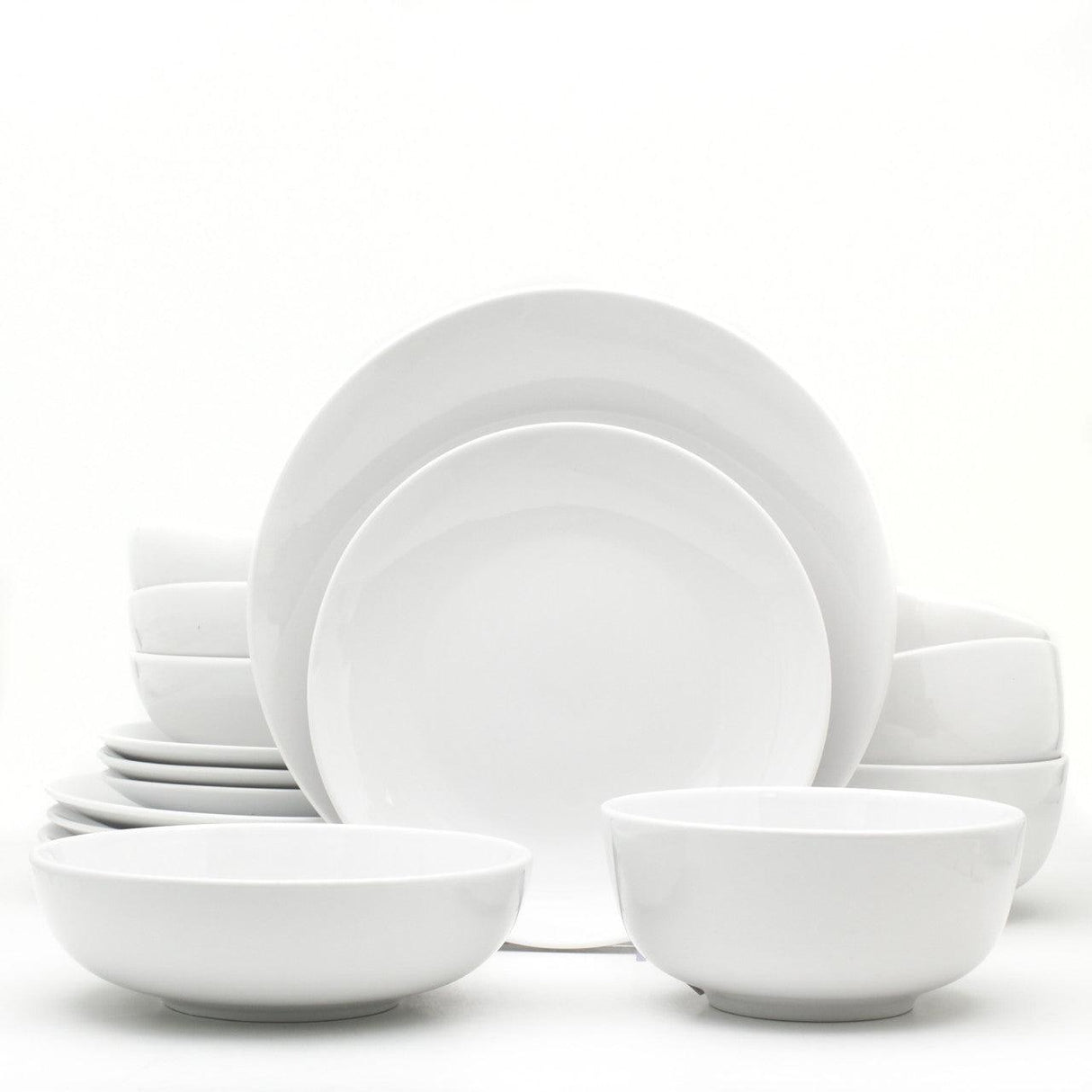 White Essential 16 Piece Double Bowl Dinnerware Set, Service for 4 - Euro Ceramica
