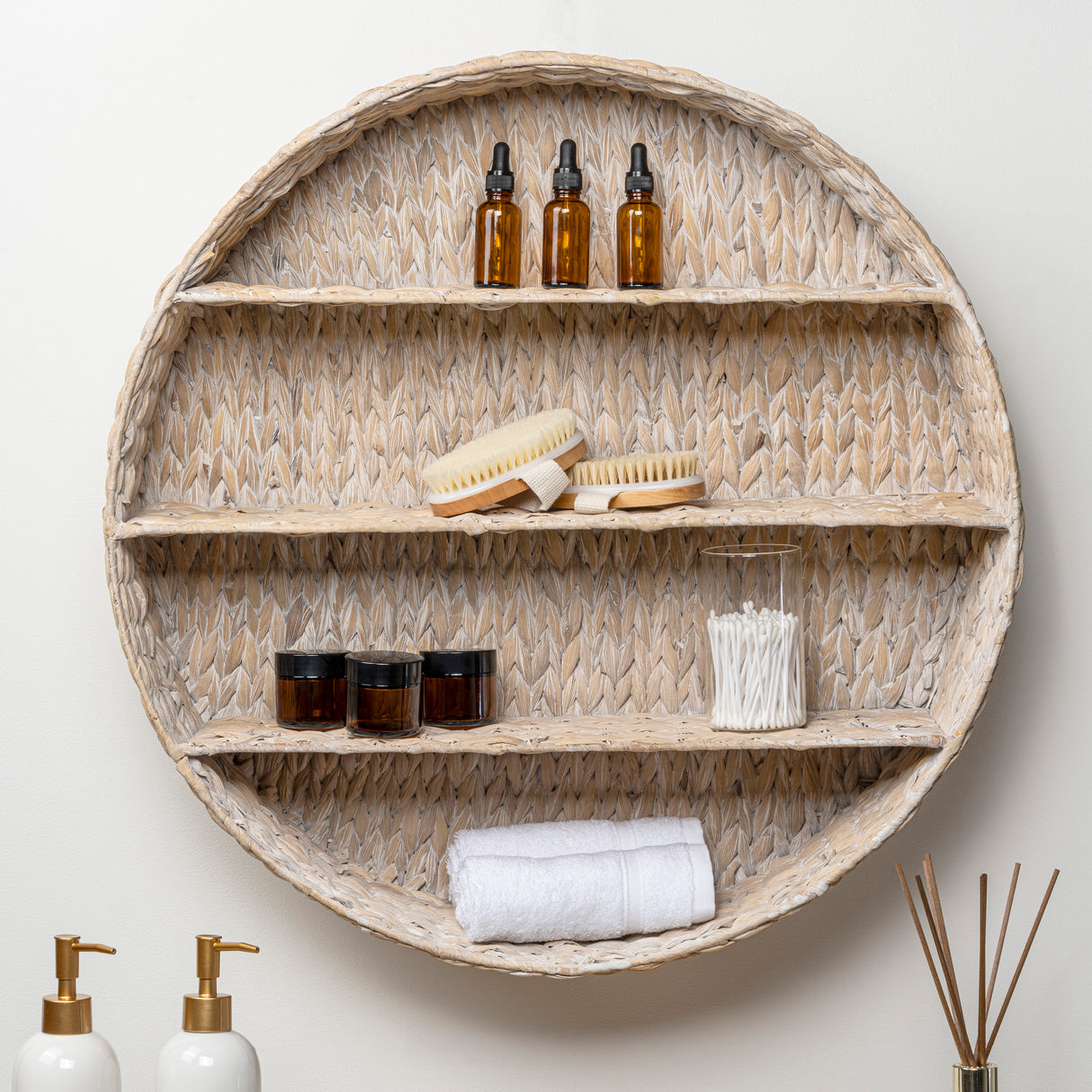 Annulus-3-Shelf-Circular-Handwoven-Hyacinth-Wall-Rack-Wall-Shelves-&-Ledges