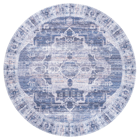 Alanya Ornate Medallion Machine-Washable Round Area Rug