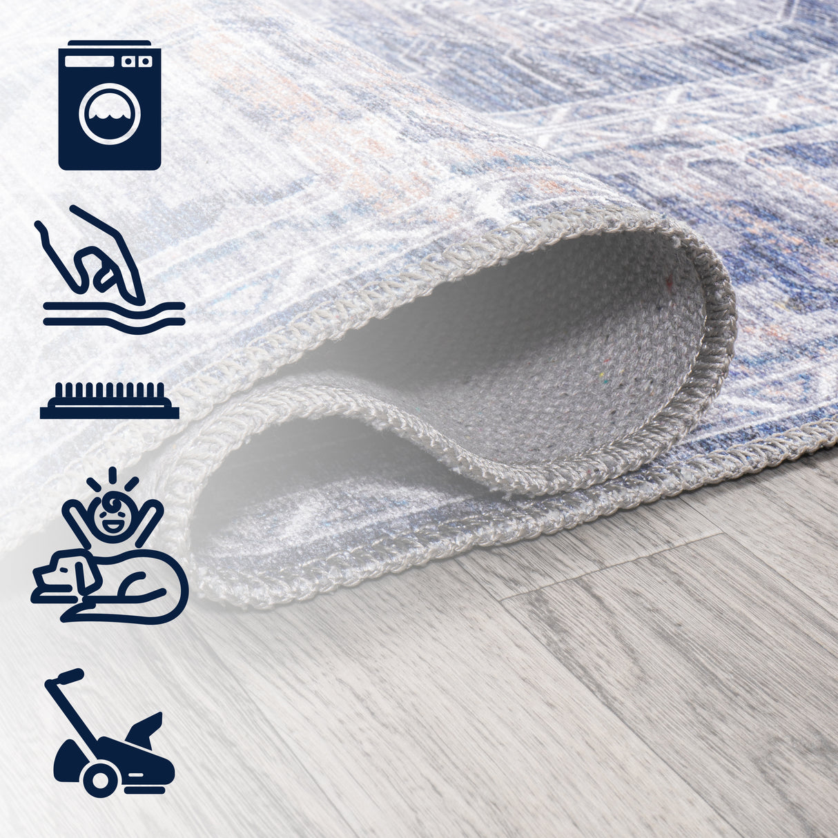 Alanya Ornate Medallion Machine-Washable Square Area Rug