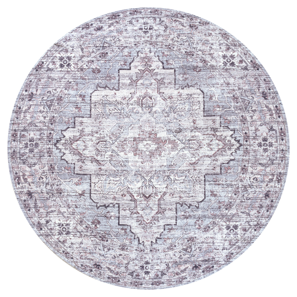 Didim Boho Medallion Machine-Washable Round Area Rug