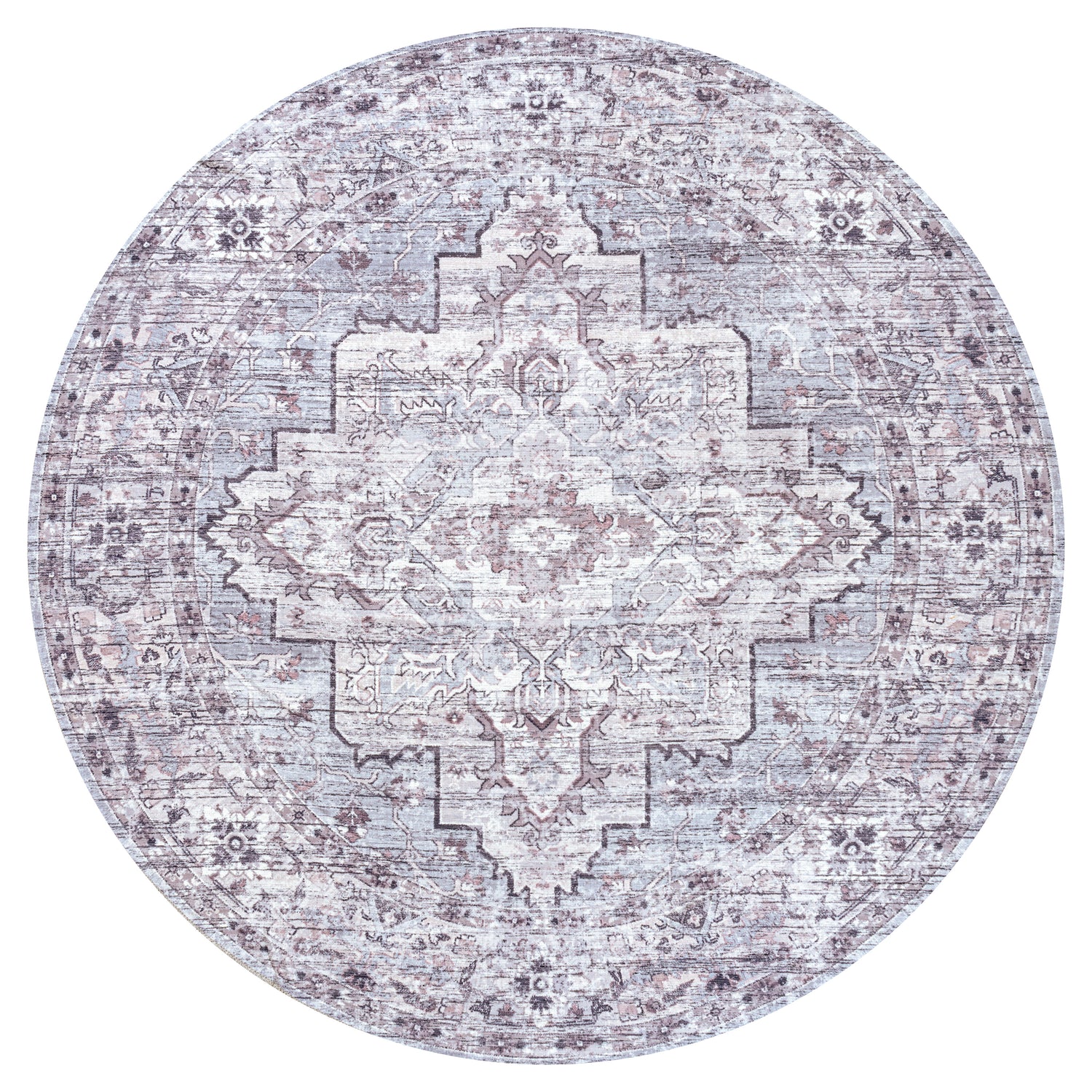 Didim Boho Medallion Machine-Washable Round Area Rug