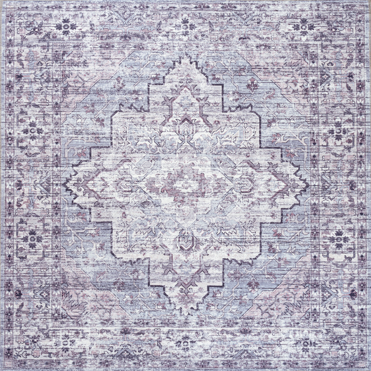 Didim Boho Medallion Machine-Washable Square Area Rug