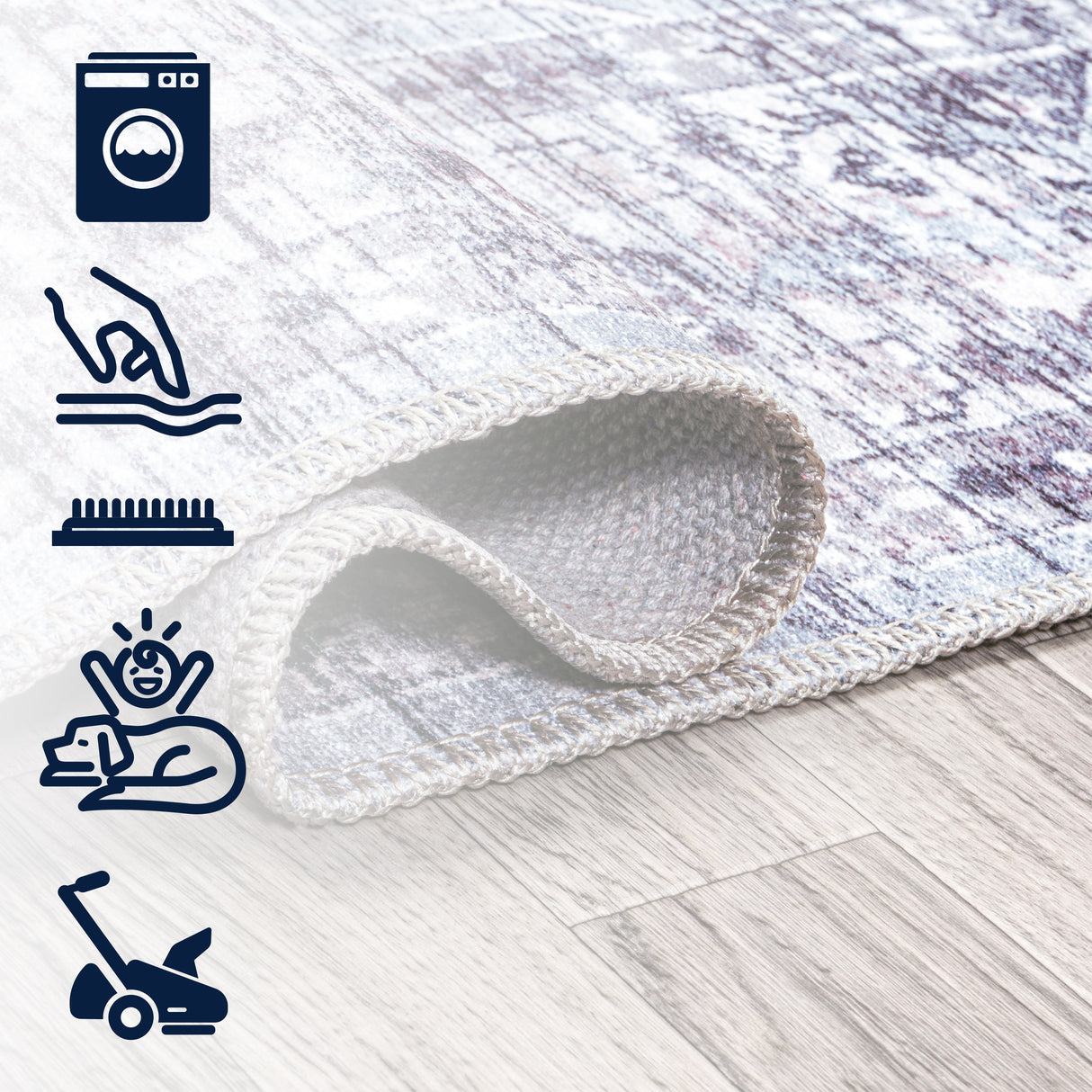 Didim Boho Medallion Machine-Washable Square Area Rug