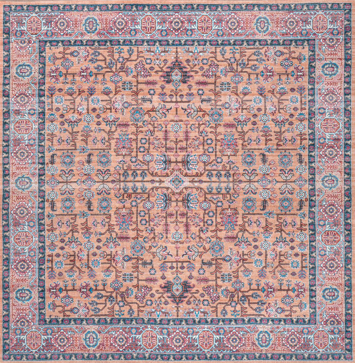 Kemer Multi-Colored Chenille Persian Machine-Washable Square Area Rugs