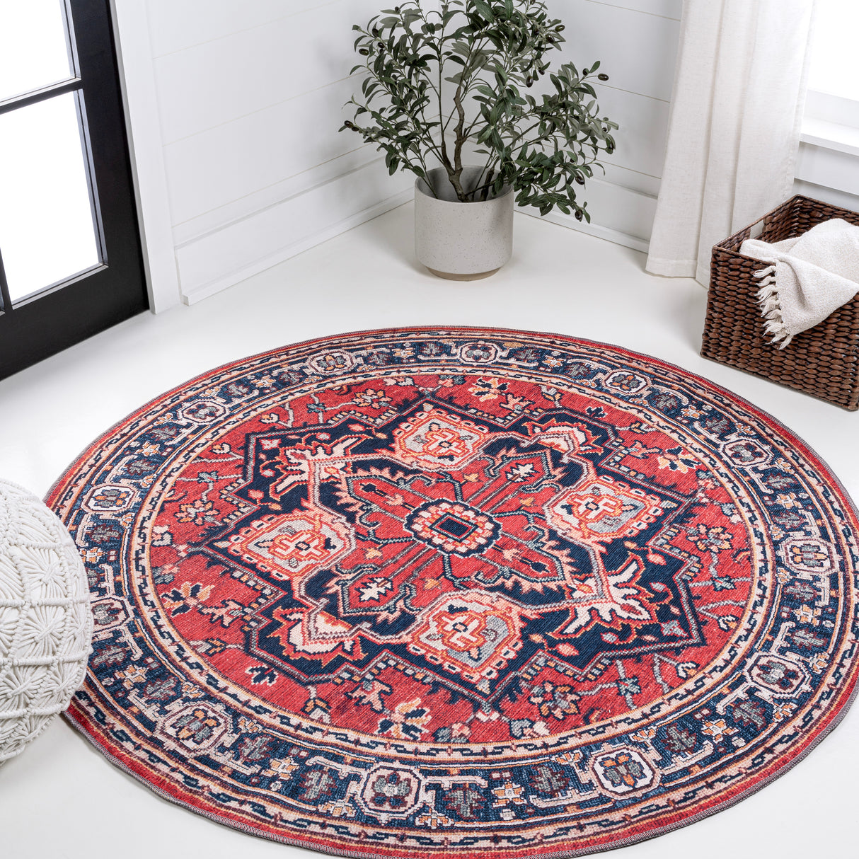 Cirali Ornate Large Medallion Machine-Washable Round Area Rug