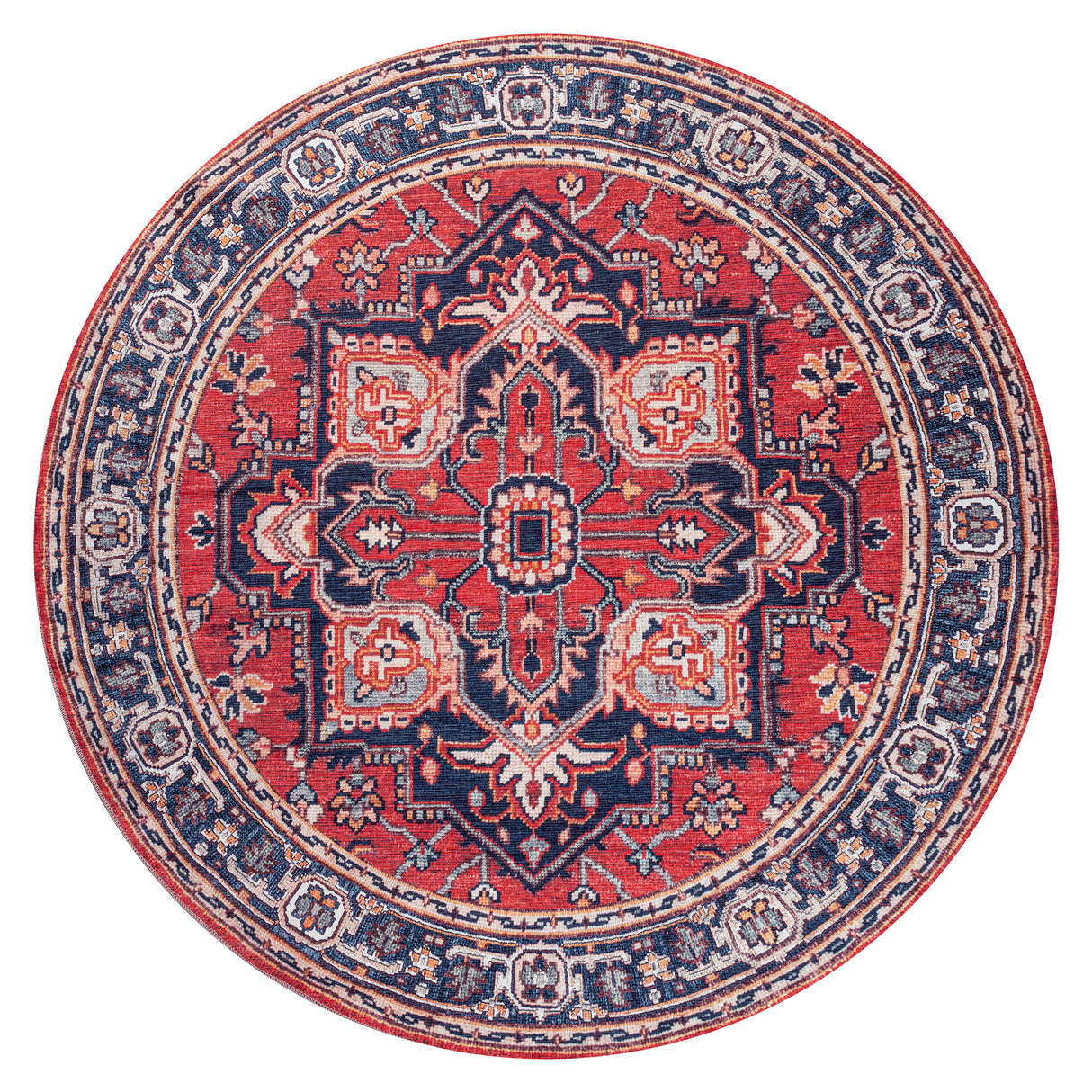Cirali Ornate Large Medallion Machine-Washable Round Area Rug