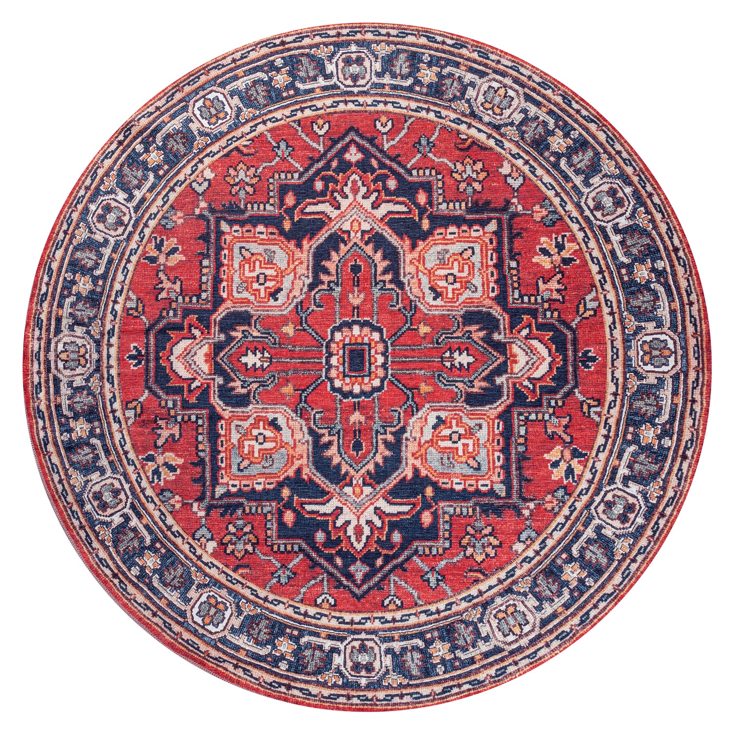 Cirali Ornate Large Medallion Machine-Washable Round Area Rug