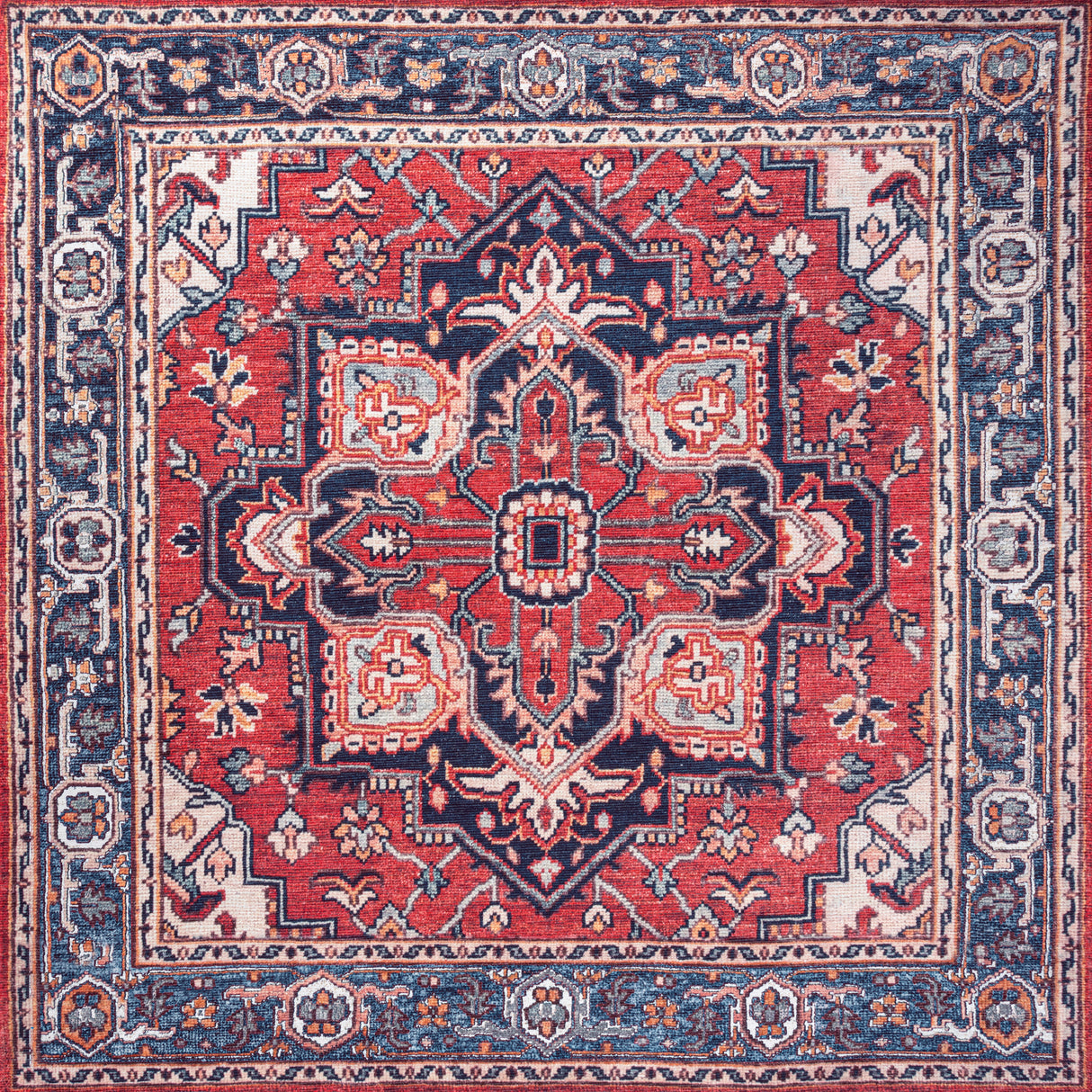 Cirali Ornate Large Medallion Machine-Washable Square Area Rug