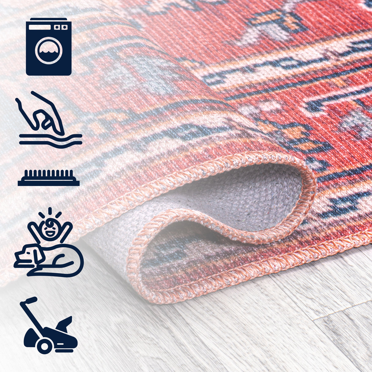 Cirali Ornate Large Medallion Machine-Washable Square Area Rug