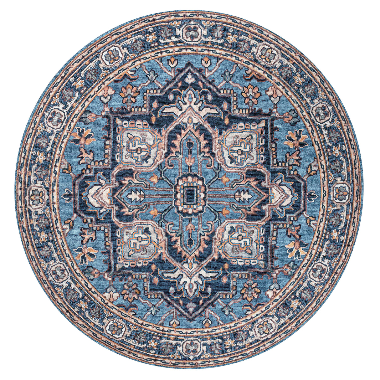 Cirali Ornate Large Medallion Machine-Washable Round Area Rug