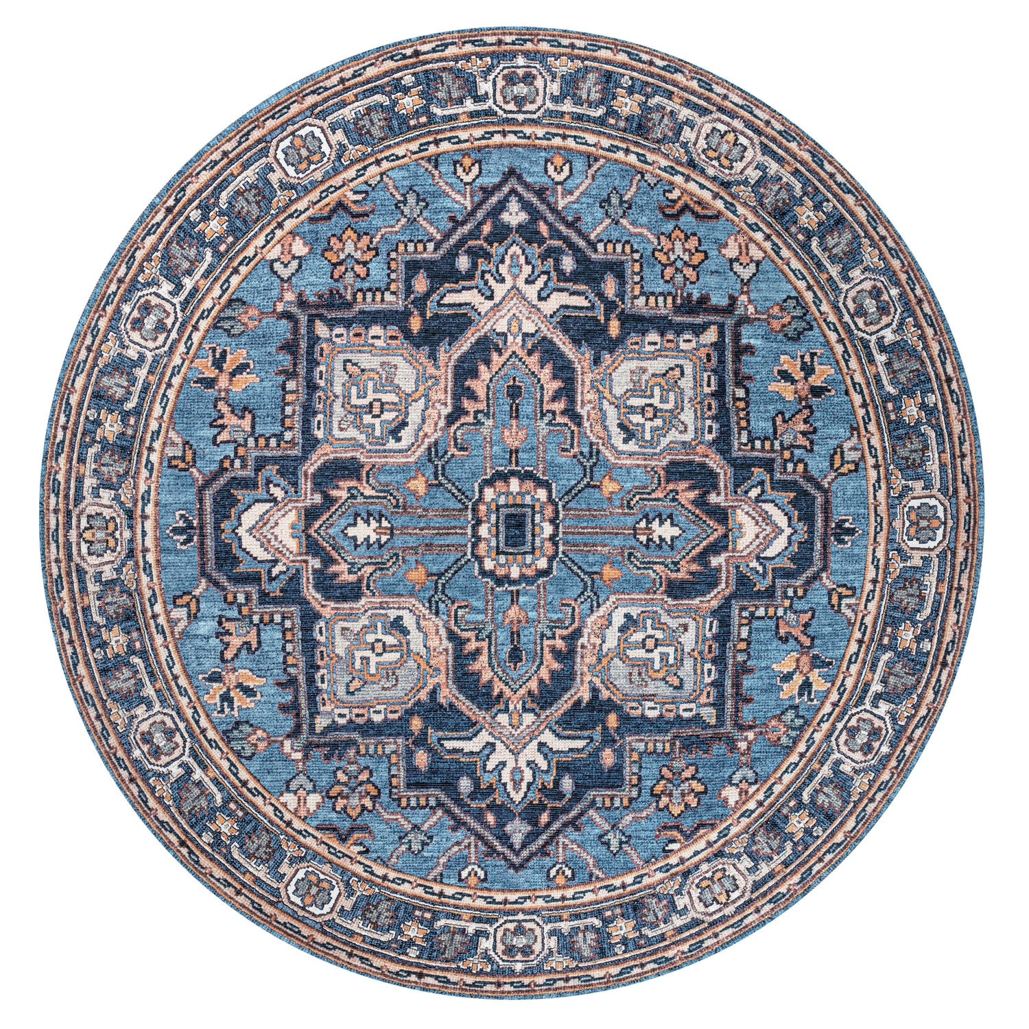 Cirali Ornate Large Medallion Machine-Washable Round Area Rug