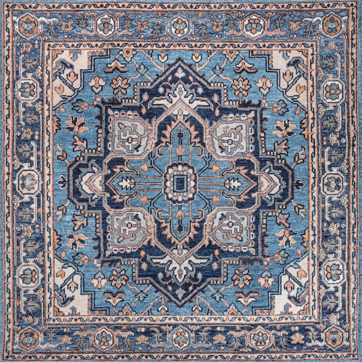 Cirali Ornate Large Medallion Machine-Washable Square Area Rug