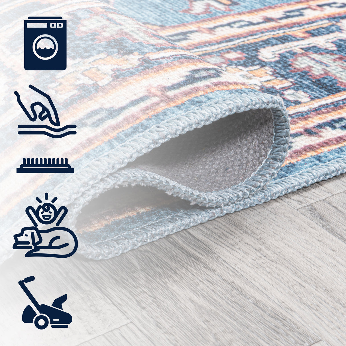 Cirali Ornate Large Medallion Machine-Washable Square Area Rug