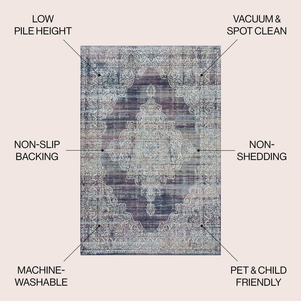 Regis Bohemian Medallion Machine-Washable Area Rug