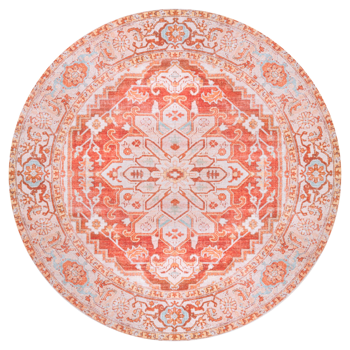 Asa Ornate Medallion Machine-Washable Round Area Rug