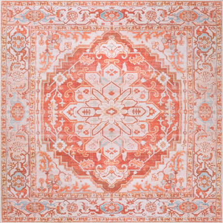 Asa Ornate Medallion Machine-Washable Square Area Rug